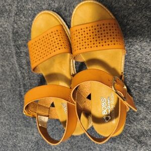 Skechers BOBS Brown Perforated Ankle-Strap Sandals